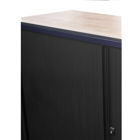 Ahrend roldeurkast 143 cm hoog met blauwe ombouw Ahrend roldeurkast 143 cm hoog met blauwe ombouw
