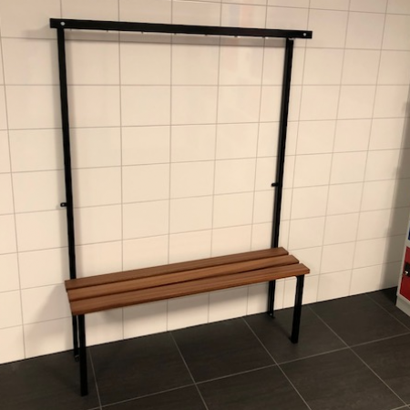 Kleedkamerbank met kledinghaken Kleedkamerbank met kledinghaken