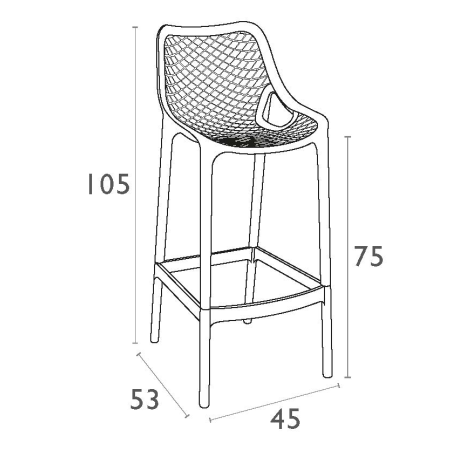 Siesta Air barkruk 75 cm hoog kleur rood