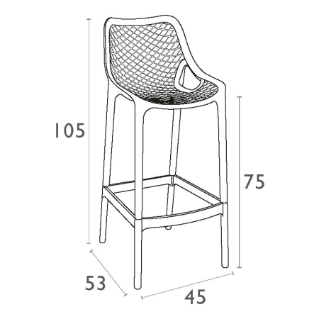 Siesta Air barkruk 75 cm hoog kleur zwart