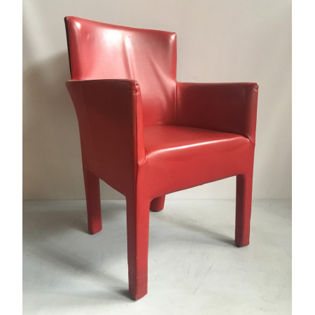 Rode designer fauteil leer Rode designer fauteil leer