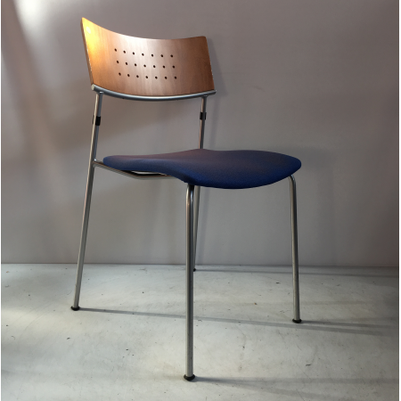 Lande wachtkamerstoel blauw/hout Lande wachtkamerstoel blauw/hout