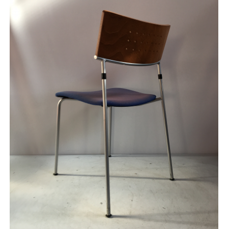 Lande wachtkamerstoel blauw/hout Lande wachtkamerstoel blauw/hout