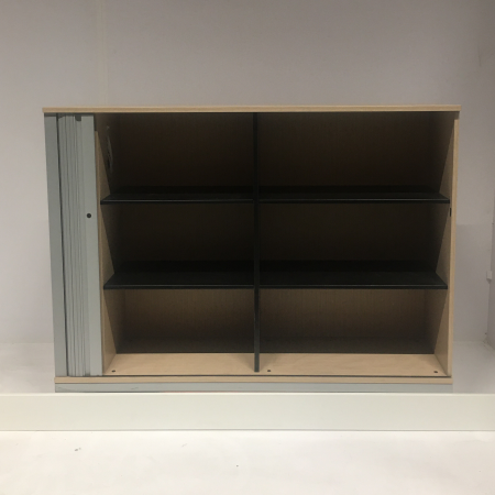 Roldeurkast hout/zilver Roldeurkast hout/zilver