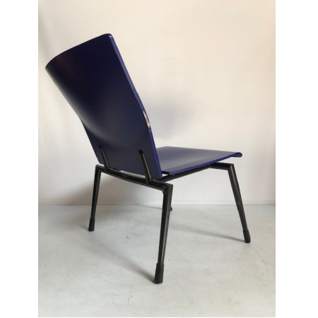Ahrend blauw houten bezoekersstoel Ahrend blauw houten bezoekersstoel