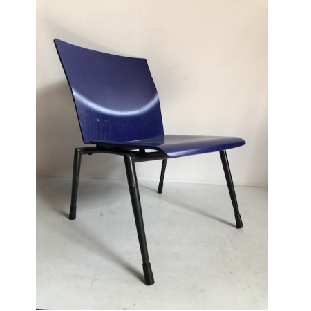Ahrend blauw houten bezoekersstoel Ahrend blauw houten bezoekersstoel