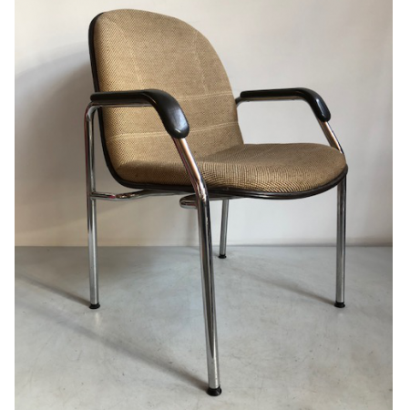 Old School vintage eetkamerstoel, beige stoffering Old School vintage eetkamerstoel, beige stoffering