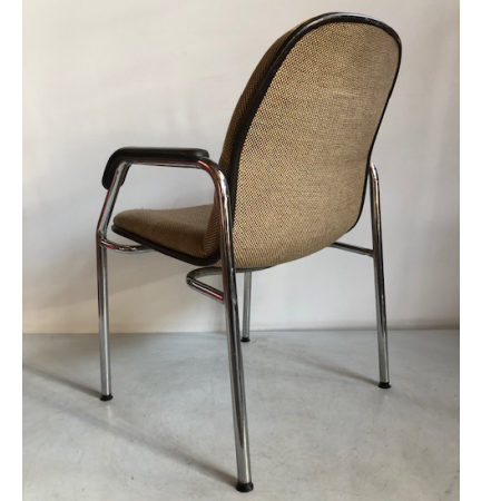 Old School vintage eetkamerstoel, beige stoffering Old School vintage eetkamerstoel, beige stoffering