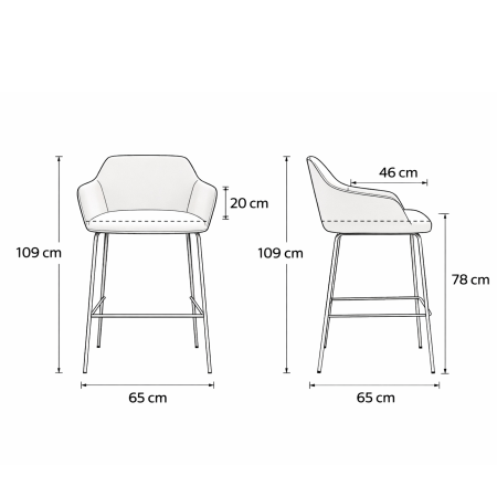 CS Lola barkruk – lage kuip | zithoogte 78 cm