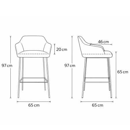 CS Lola barkruk – lage kuip | zithoogte 65 cm