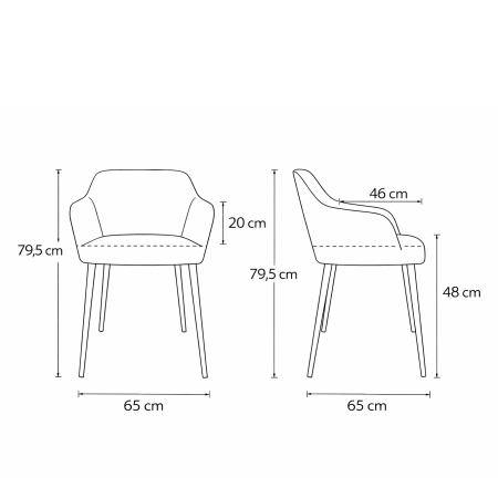 CS Lola vierpoots stoel – lage kuip | zithoogte 48 cm