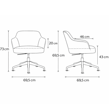 CS Lola vijfpoots lounge stoel - lage kuip | zithoogte 43 cm