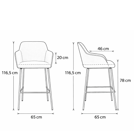 CS Lola barkruk – middelhoge kuip | zithoogte 78 cm