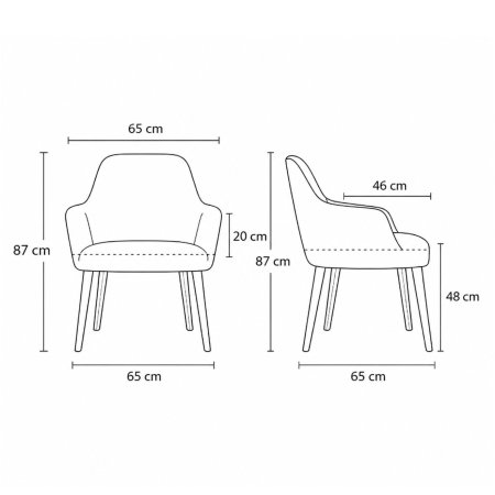 CS Lola vierpoots stoel hout – middelhoge kuip | zithoogte 48 cm