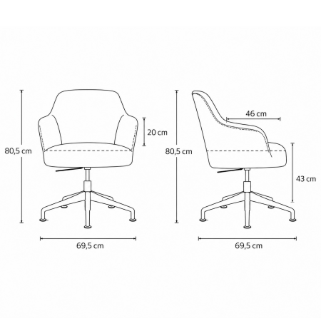 CS Lola vijfpoots lounge stoel - middelhoge kuip | zithoogte 43 cm