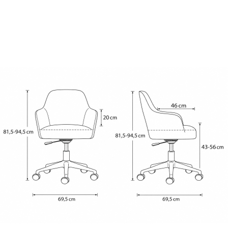 CS Lola bureaustoel - middelhoge kuip met wielen | zithoogte 43 – 56 cm