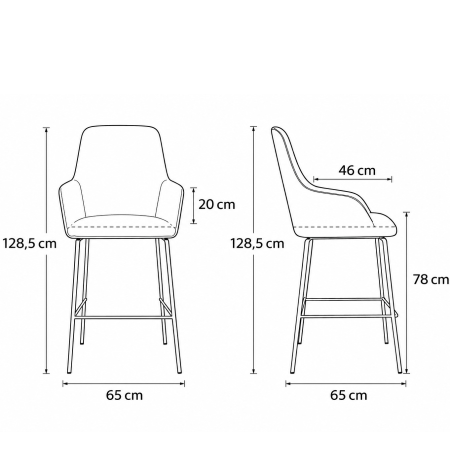 CS Lola barkruk – hoge kuip | zithoogte 78 cm