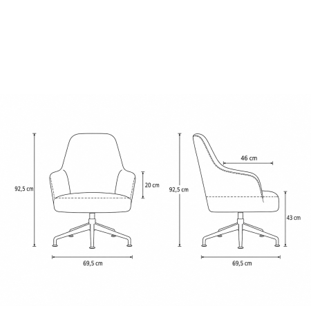 CS Lola vijfpoots lounge stoel – hoge rugleuning | zithoogte 43 cm